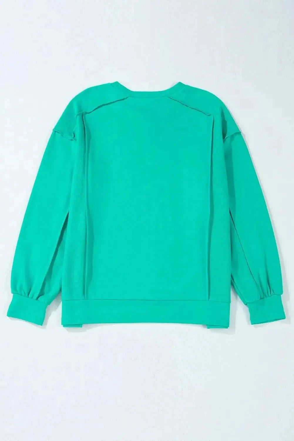 Exposed Seam Round Neck Long Sleeve Sweatshirt - Love Salve